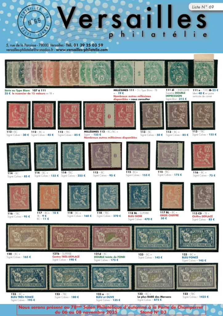 Présentation liste 69 Timbres de France
